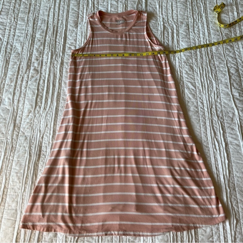 2/$30 Time and Tru Jersey Knit Sleeveless Dress Pink and White Stripe SZ M 8-10 - Picture 10 of 11